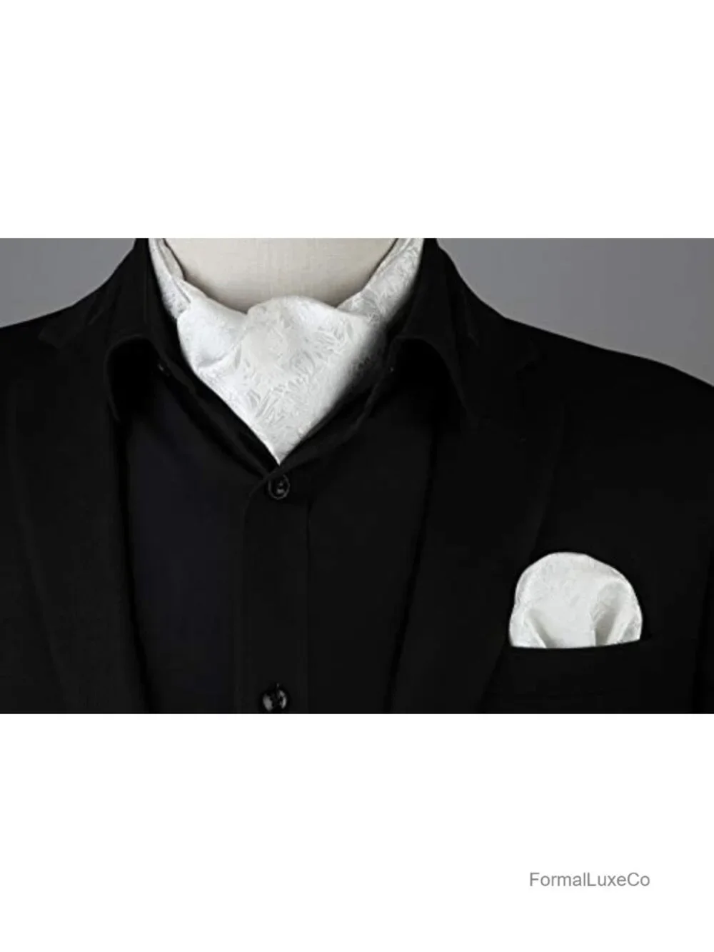 Men's Paisley Ascot Tie & Pocket Square Set Microfiber Cravat Wedding